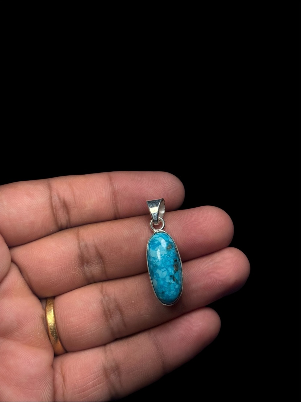 Certified Natural Persian Turquoise Pendant 925 Sterling Silver Handmade